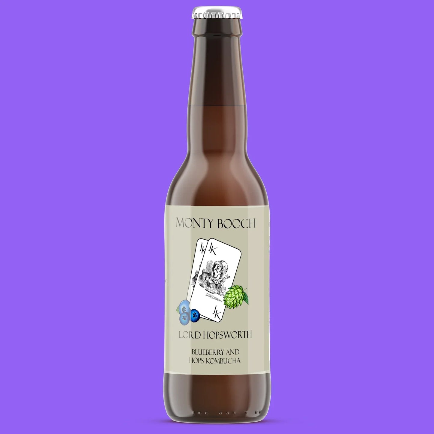 TRADE - Lord Hopsworth Hopped Blueberry Kombucha - 24 Pack (330ml Bottles) - Probiotic Drink - Monty Booch