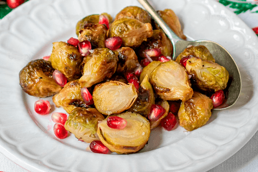 Brussels Sprouts with Chestnuts and Pomegranate Seeds - Monty Booch