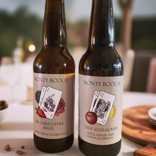 Mixed Case of Raw, Unfiltered Kombucha 330ml (12 Pack) - Monty Booch