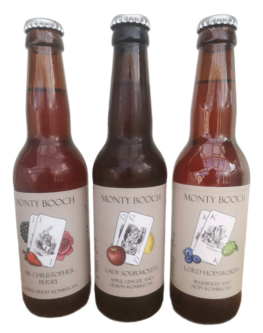 Mixed Case of Raw, Unfiltered Kombucha 330ml (12 Pack)