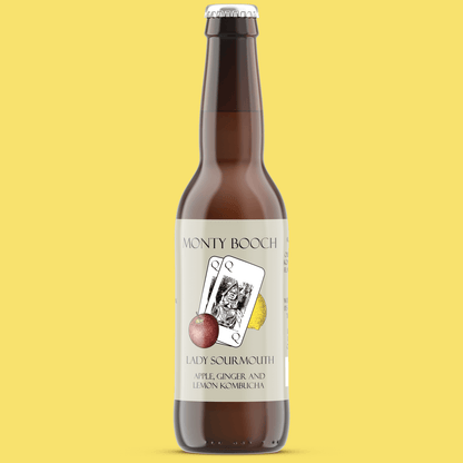 TRADE - Lady Sourmouth, Apple, Ginger & Lemon Unfiltered, Raw Kombucha 330ml (12 Pack) - Monty Booch