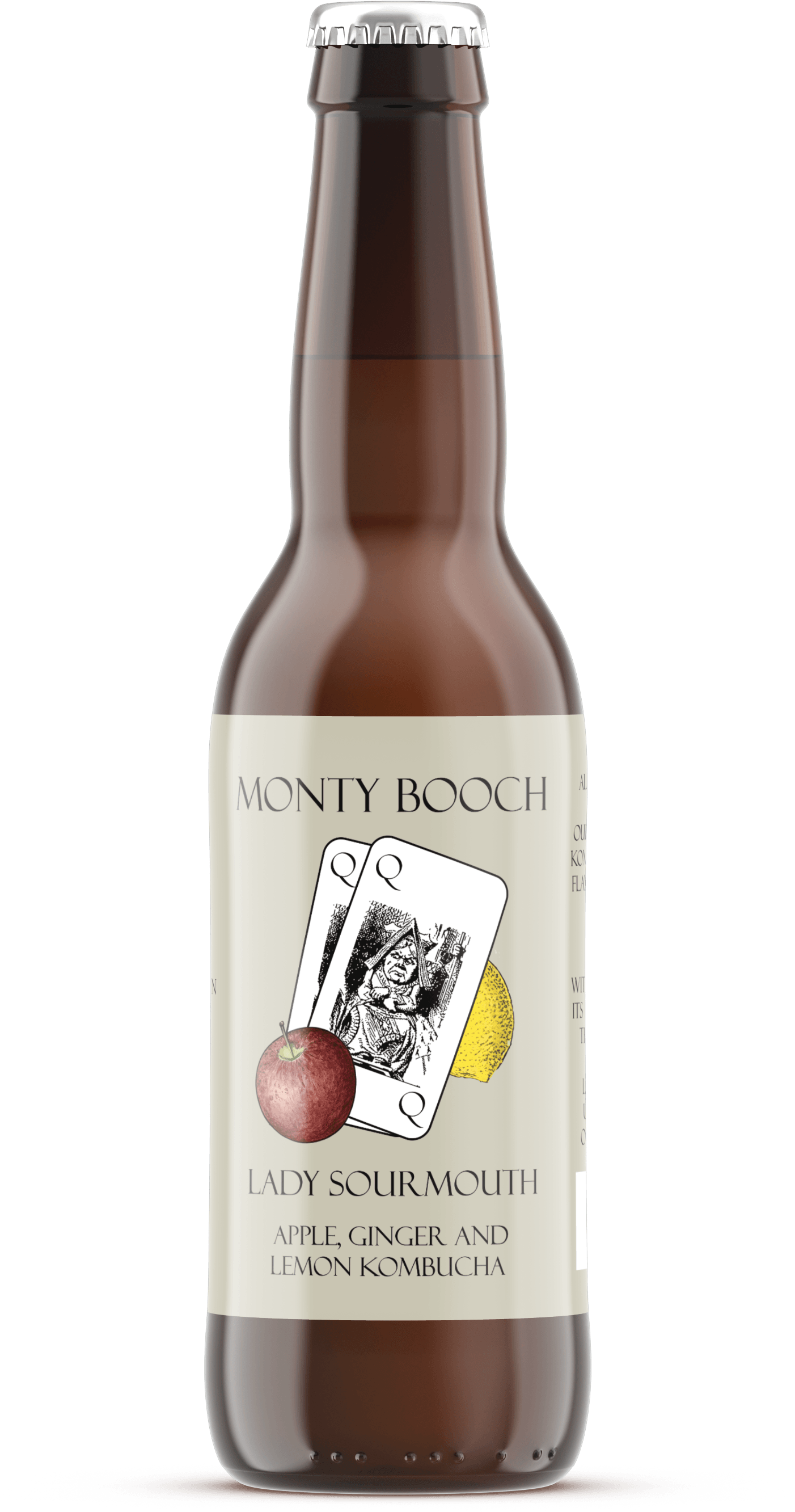 TRADE - Lady Sourmouth, Apple, Ginger & Lemon Unfiltered, Raw Kombucha 330ml (12 Pack) - Monty Booch