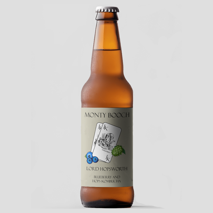 Lord Hopsworth Hopped Blueberry Kombucha - 12 Pack (330ml Bottles) - Probiotic Drink - Monty Booch